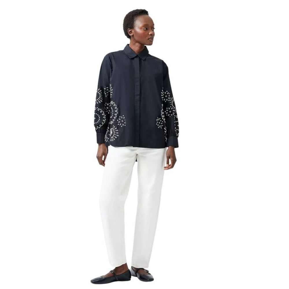 French Connection Womens/Ladies Relaxed Fit Long-Sleeved Shirt / Black/Cream